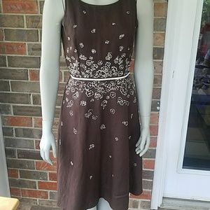 Loft Sleeveless Linen embroidered dress 4 $89